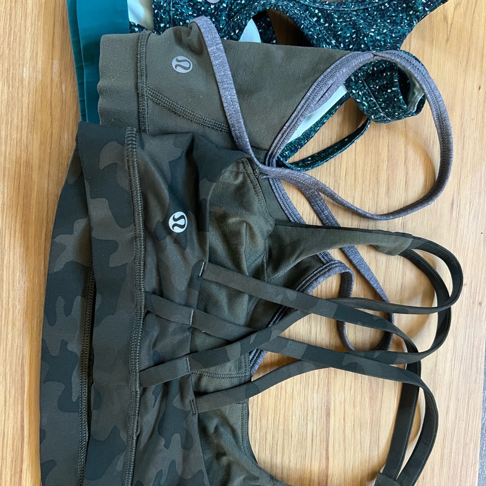 lululemon athletica Olive Green Camo Strappy Sports Bra